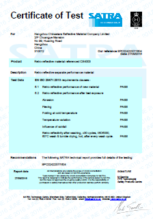 EN ISO 20471:2013 para vinil refletivo de transferência de calor